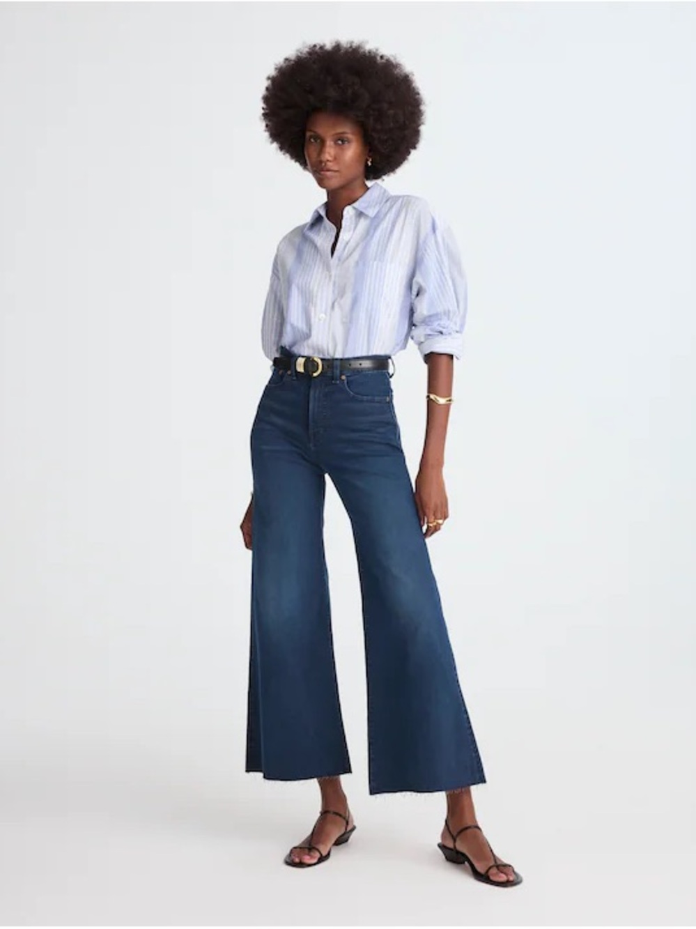 Madewell Flared Wide-Leg Jeans Dark Wash Raw Hem Size 27